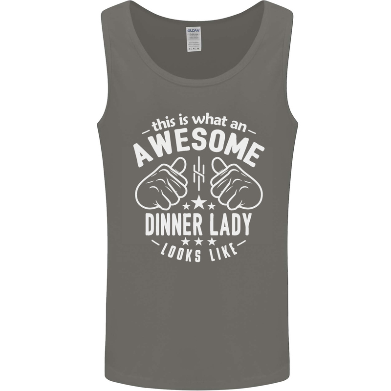 An Awesome Dinner Lady Looks Like Mens Vest Tank Top Charcoal