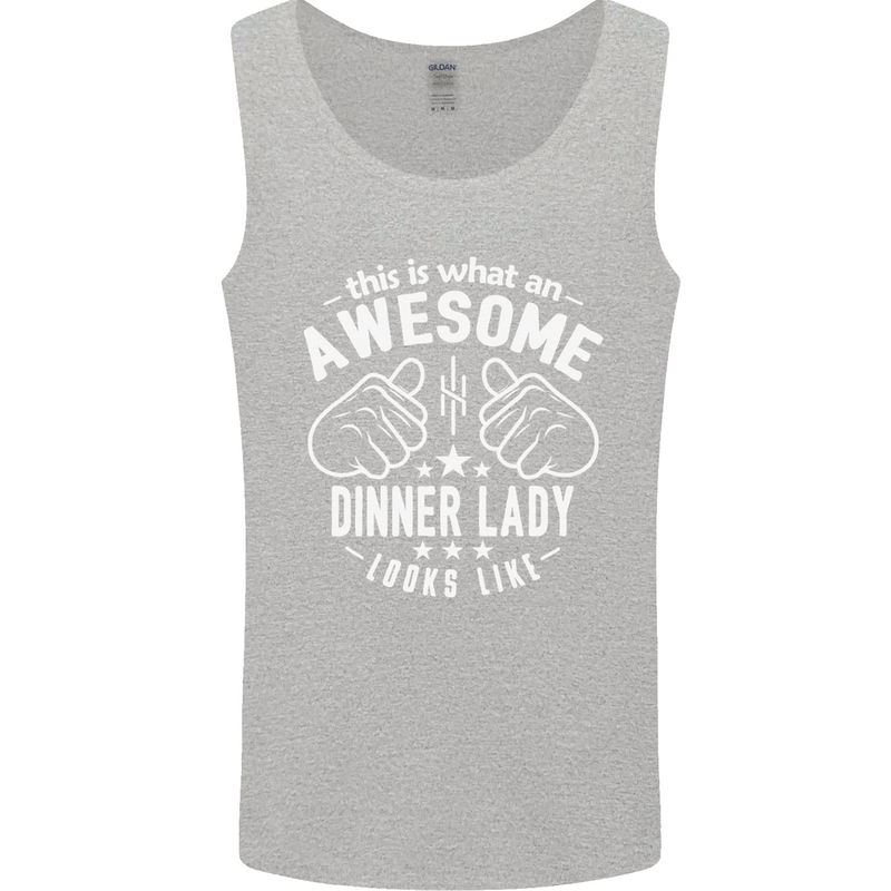 An Awesome Dinner Lady Looks Like Mens Vest Tank Top Sports Grey