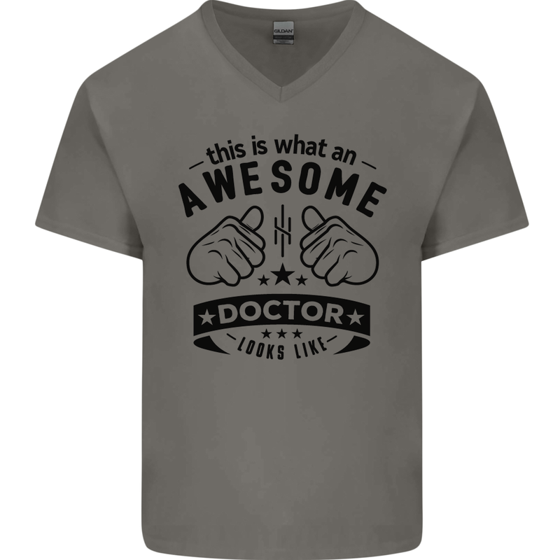 An Awesome Doctor Looks Like GP Funny Mens V-Neck Cotton T-Shirt Charcoal