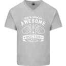 An Awesome Doctor Looks Like GP Funny Mens V-Neck Cotton T-Shirt Sports Grey