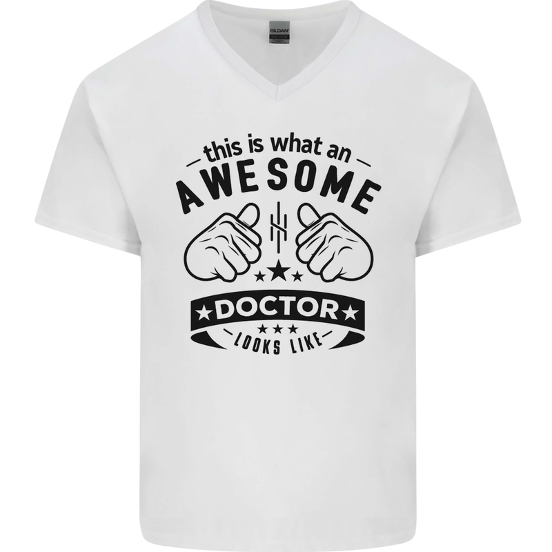 An Awesome Doctor Looks Like GP Funny Mens V-Neck Cotton T-Shirt White