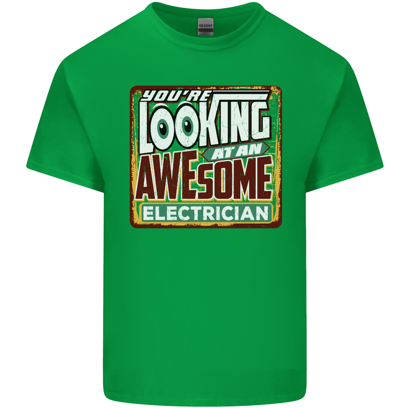 An Awesome Electrician Looks Like Mens Cotton T-Shirt Tee Top Irish Green