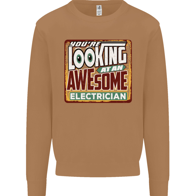 An Awesome Electrician Looks Like Mens Sweatshirt Jumper Caramel Latte
