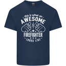 An Awesome Firefighter Looks Like Mens Cotton T-Shirt Tee Top Navy Blue