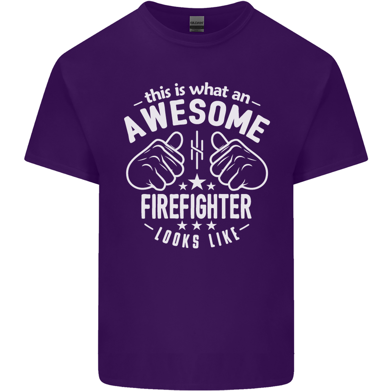 An Awesome Firefighter Looks Like Mens Cotton T-Shirt Tee Top Purple