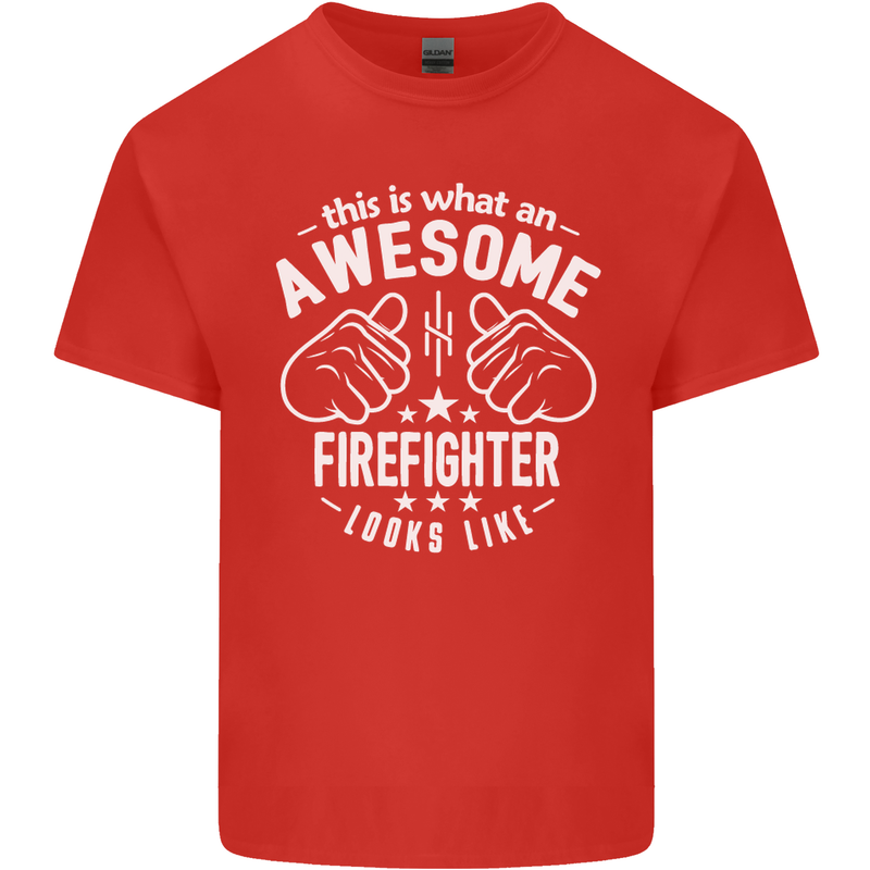 An Awesome Firefighter Looks Like Mens Cotton T-Shirt Tee Top Red