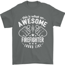 An Awesome Firefighter Looks Like Mens T-Shirt Cotton Gildan Charcoal