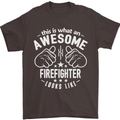 An Awesome Firefighter Looks Like Mens T-Shirt Cotton Gildan Dark Chocolate