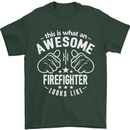 An Awesome Firefighter Looks Like Mens T-Shirt Cotton Gildan Forest Green