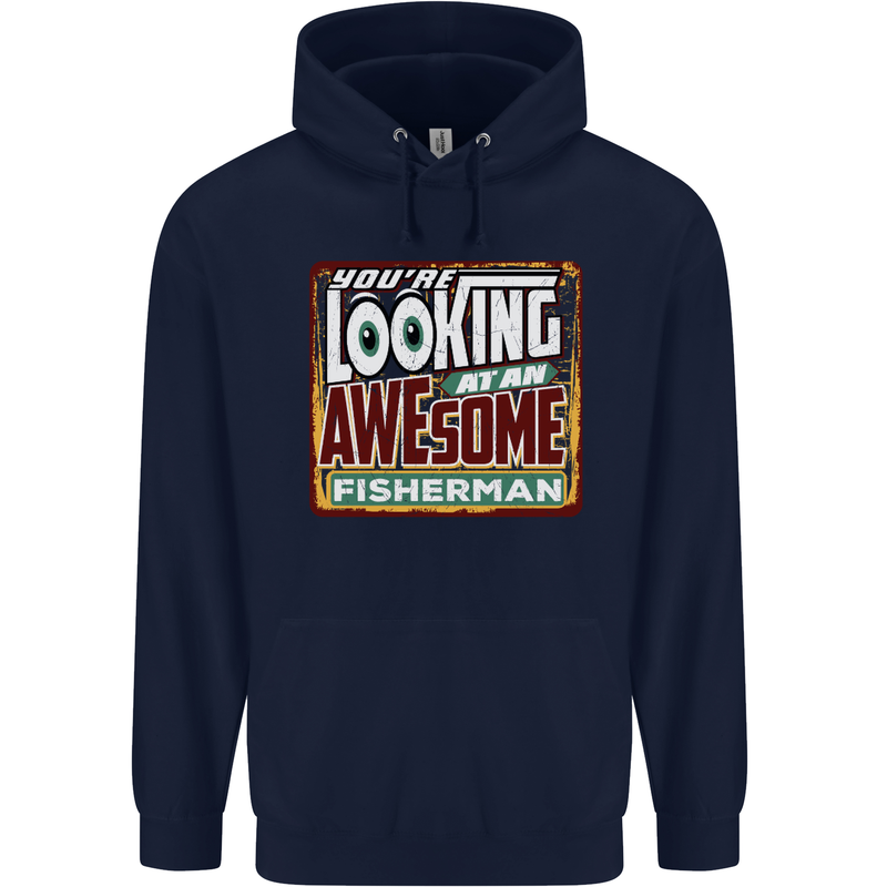 An Awesome Fisherman Fishing Childrens Kids Hoodie Navy Blue