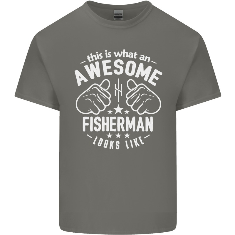 An Awesome Fisherman Looks Like Mens Cotton T-Shirt Tee Top Charcoal