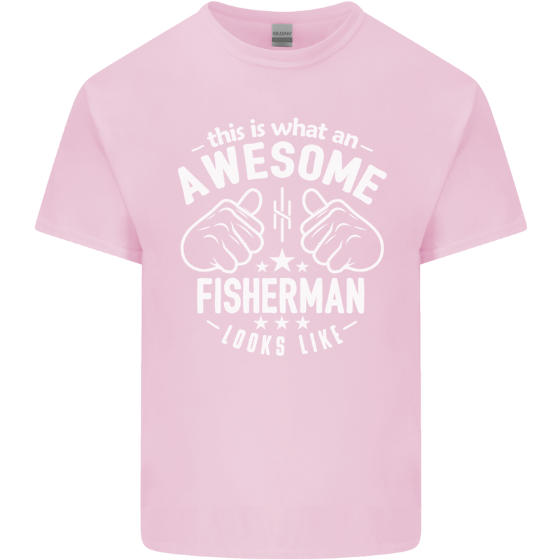 An Awesome Fisherman Looks Like Mens Cotton T-Shirt Tee Top Light Pink