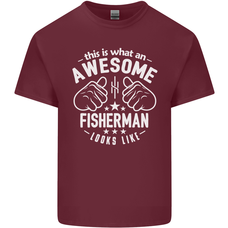 An Awesome Fisherman Looks Like Mens Cotton T-Shirt Tee Top Maroon