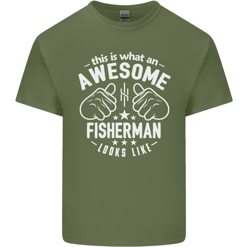 An Awesome Fisherman Looks Like Mens Cotton T-Shirt Tee Top Military Green