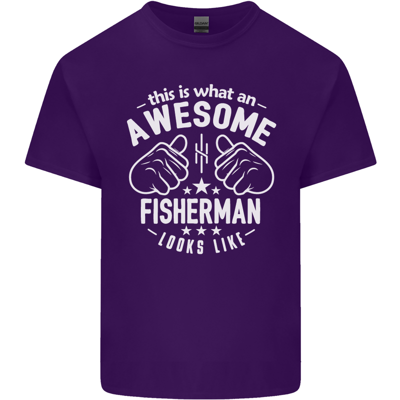 An Awesome Fisherman Looks Like Mens Cotton T-Shirt Tee Top Purple