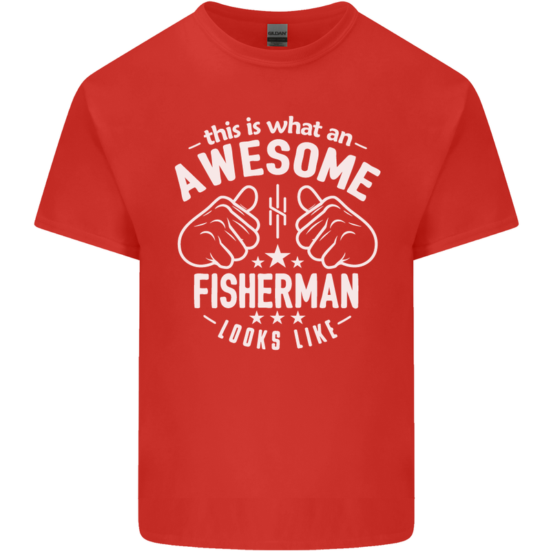 An Awesome Fisherman Looks Like Mens Cotton T-Shirt Tee Top Red