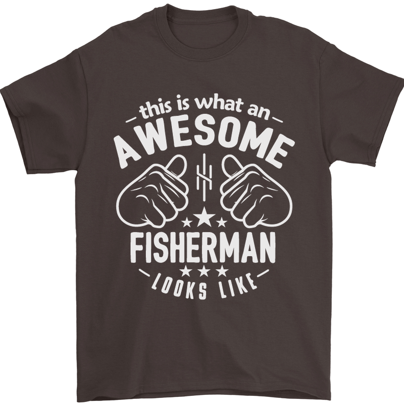 An Awesome Fisherman Looks Like Mens T-Shirt Cotton Gildan Dark Chocolate