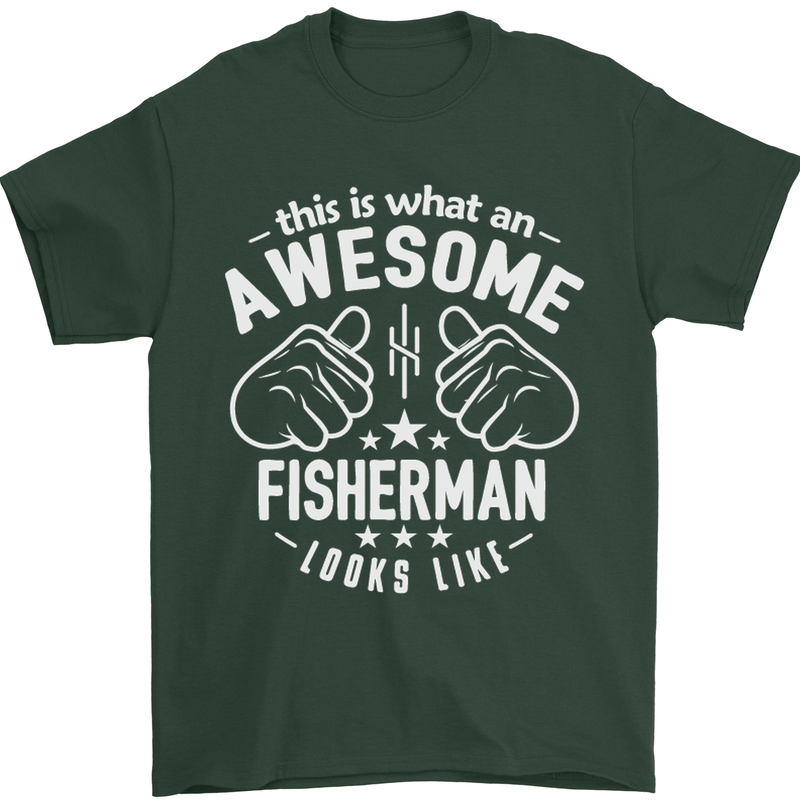 An Awesome Fisherman Looks Like Mens T-Shirt Cotton Gildan Forest Green