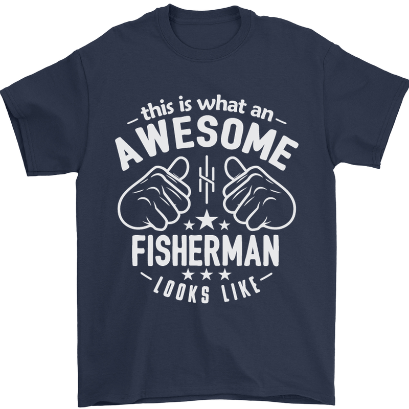 An Awesome Fisherman Looks Like Mens T-Shirt Cotton Gildan Navy Blue