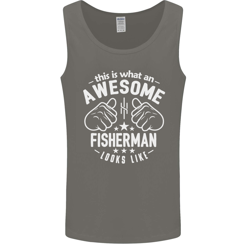 An Awesome Fisherman Looks Like Mens Vest Tank Top Charcoal