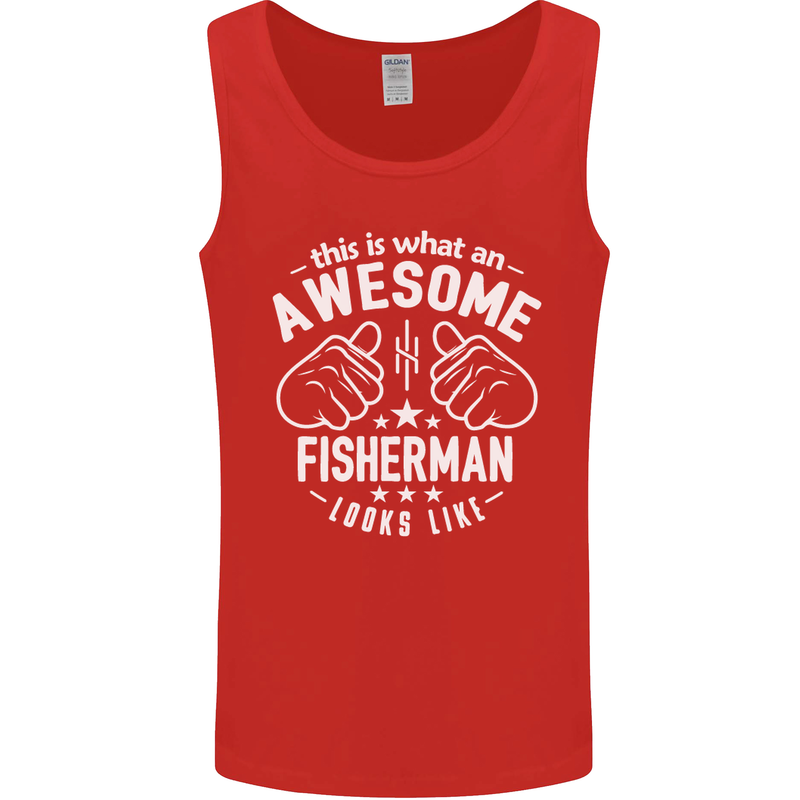 An Awesome Fisherman Looks Like Mens Vest Tank Top Red