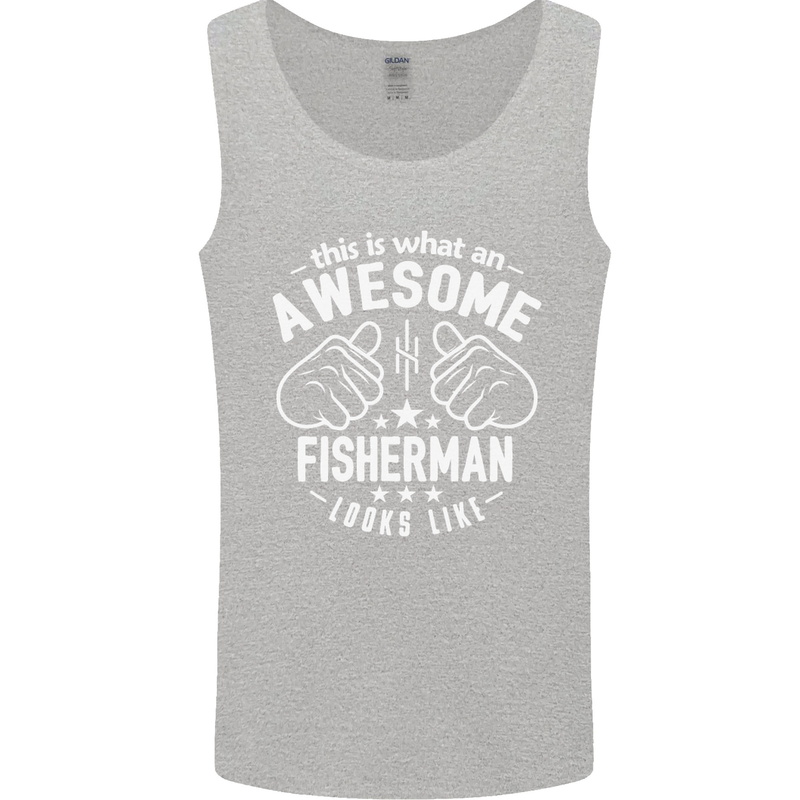 An Awesome Fisherman Looks Like Mens Vest Tank Top Sports Grey