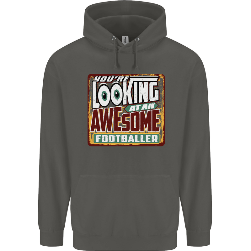 An Awesome Footballer Childrens Kids Hoodie Storm Grey