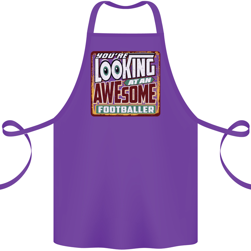 An Awesome Footballer Cotton Apron 100% Organic Purple