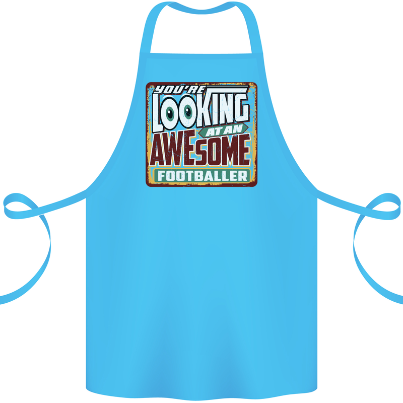 An Awesome Footballer Cotton Apron 100% Organic Turquoise