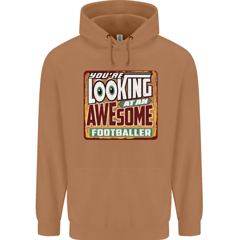 An Awesome Footballer Mens 80% Cotton Hoodie Caramel Latte