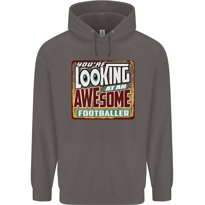 An Awesome Footballer Mens 80% Cotton Hoodie Charcoal