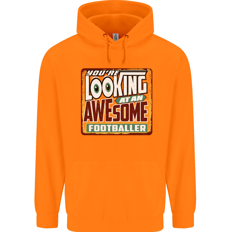 An Awesome Footballer Mens 80% Cotton Hoodie Orange