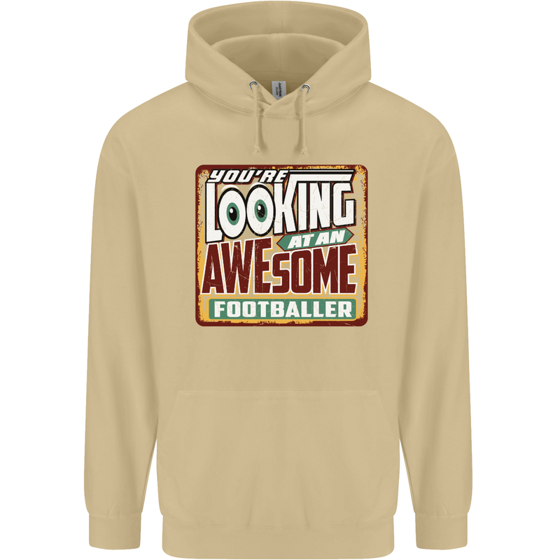 An Awesome Footballer Mens 80% Cotton Hoodie Sand