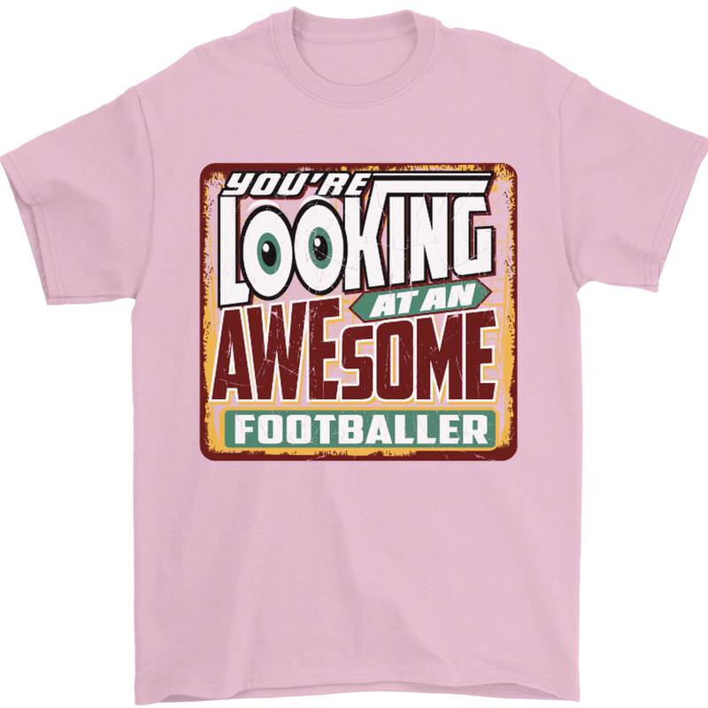 An Awesome Footballer Mens T-Shirt Cotton Gildan Light Pink