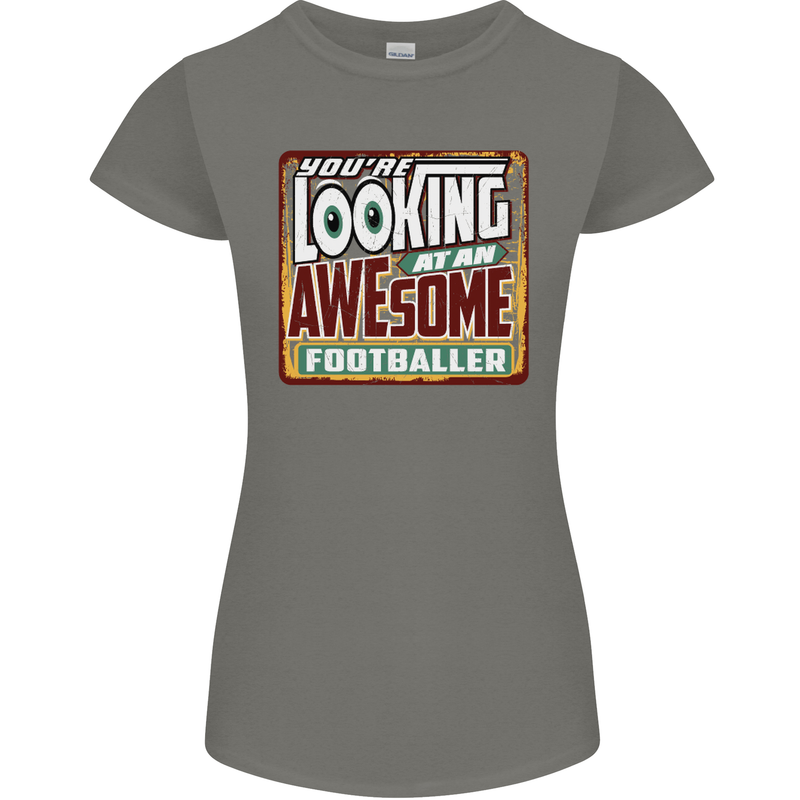 An Awesome Footballer Womens Petite Cut T-Shirt Charcoal