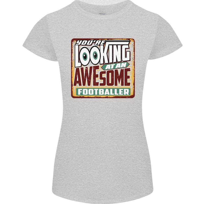 An Awesome Footballer Womens Petite Cut T-Shirt Sports Grey