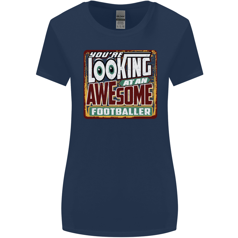 An Awesome Footballer Womens Wider Cut T-Shirt Navy Blue