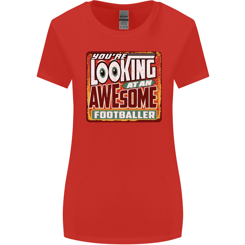 An Awesome Footballer Womens Wider Cut T-Shirt Red