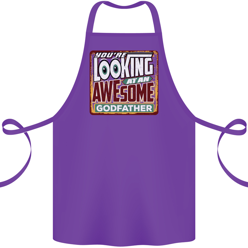 An Awesome Godfather Cotton Apron 100% Organic Purple