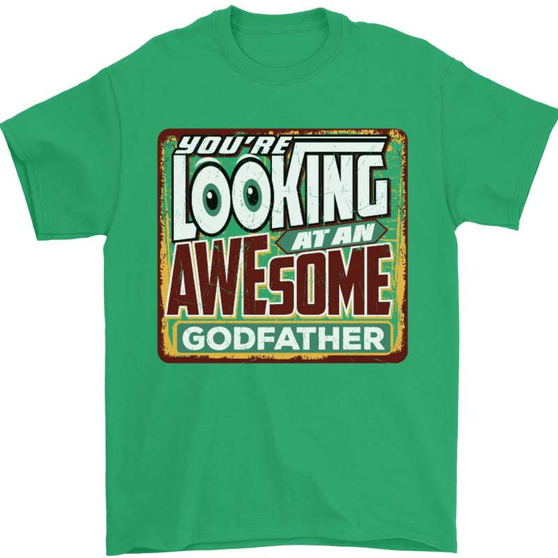 An Awesome Godfather Mens T-Shirt Cotton Gildan Irish Green