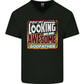 An Awesome Godfather Mens V-Neck Cotton T-Shirt Black