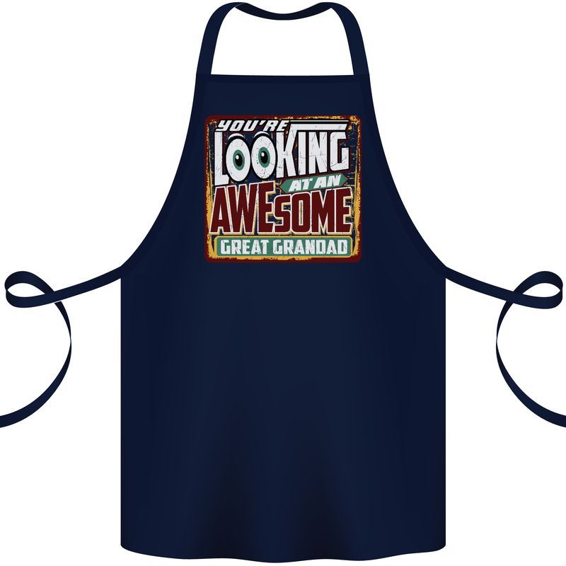 An Awesome Great Grandad Cotton Apron 100% Organic Navy Blue