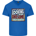 An Awesome Great Grandad Mens V-Neck Cotton T-Shirt Royal Blue