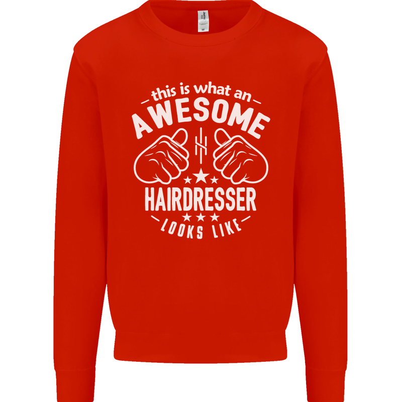 An Awesome Hairdresser Looks Like Mens Sweatshirt Jumper Bright Red