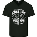 An Awesome Handy Man Looks Like Mens V-Neck Cotton T-Shirt Black