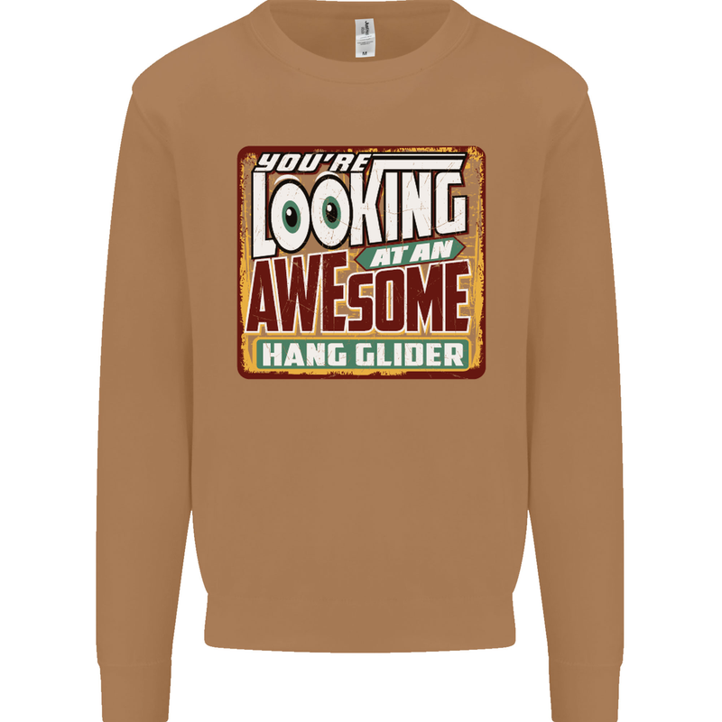 An Awesome Hang Glider Gliding Mens Sweatshirt Jumper Caramel Latte