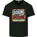 An Awesome Hang Glider Gliding Mens V-Neck Cotton T-Shirt Black