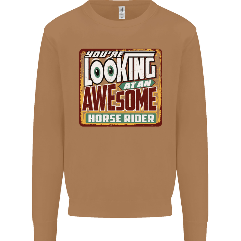 An Awesome Horse Rider Riding Equestrian Mens Sweatshirt Jumper Caramel Latte