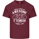 An Awesome IT Technician Looks Like Mens Cotton T-Shirt Tee Top Maroon