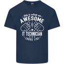 An Awesome IT Technician Looks Like Mens Cotton T-Shirt Tee Top Navy Blue